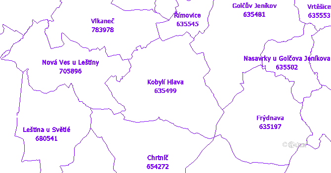 Katastrální mapa Kobylí Hlava - přehledová mapa katastrálního území