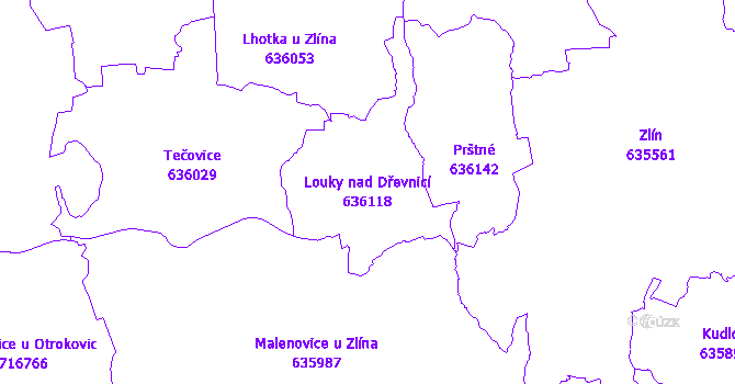 Katastrální mapa Louky nad Dřevnicí