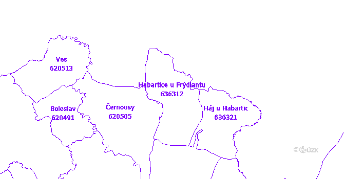 Katastrální mapa Habartice u Frýdlantu - přehledová mapa katastrálního území