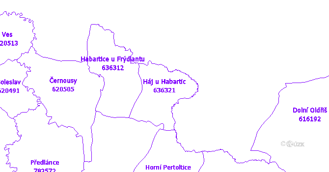 Katastrální mapa Háj u Habartic