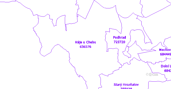 Katastrální mapa Háje u Chebu - přehledová mapa katastrálního území