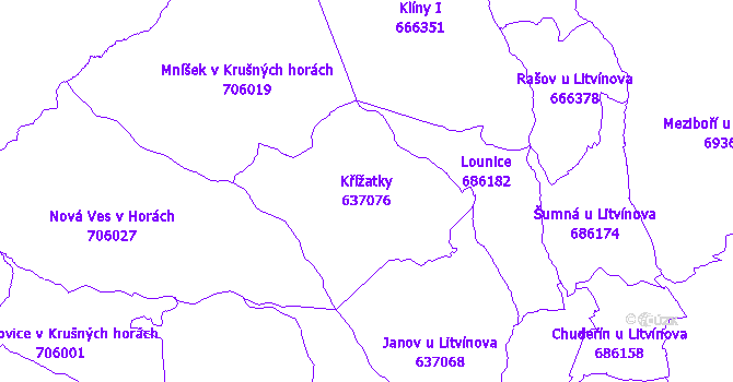 Katastrální mapa Křížatky