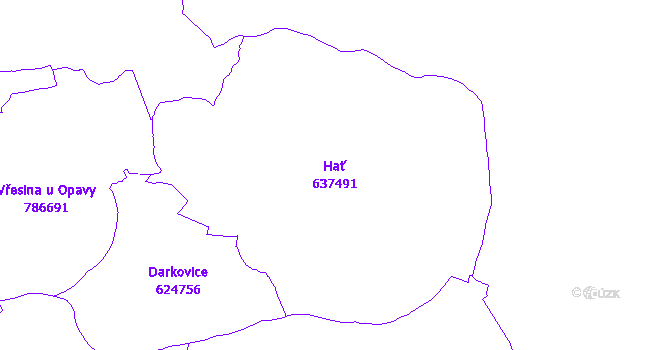 Katastrální mapa Hať - přehledová mapa katastrálního území