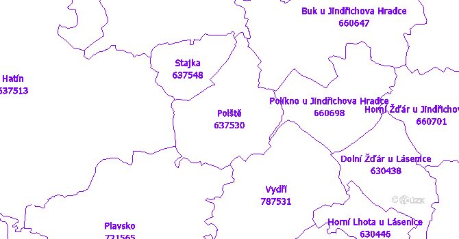 Katastrální mapa Polště - přehledová mapa katastrálního území