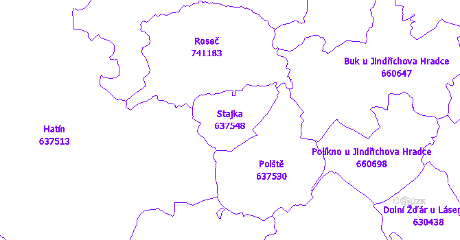 Katastrální mapa Stajka - přehledová mapa katastrálního území