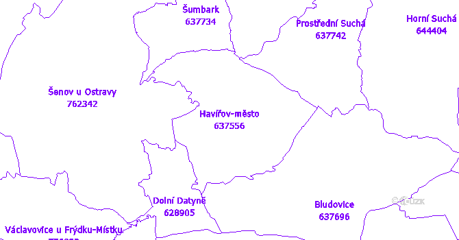Katastrální mapa Havířov-město