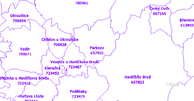 Katastrální mapa Perknov - přehledová mapa katastrálního území