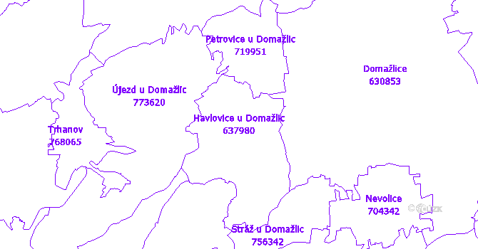 Katastrální mapa Havlovice u Domažlic