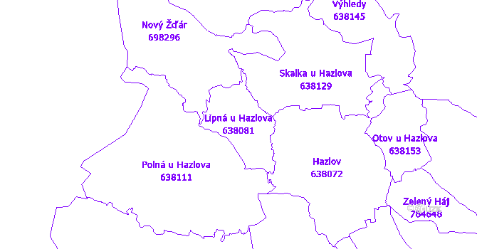 Katastrální mapa Lipná u Hazlova - přehledová mapa katastrálního území