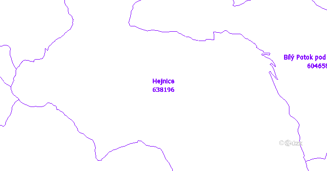 Katastrální mapa Hejnice - přehledová mapa katastrálního území