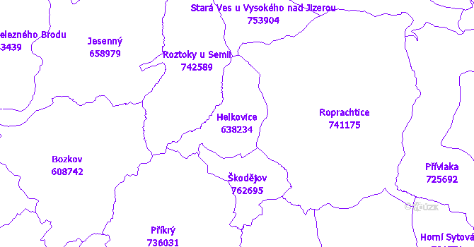 Katastrální mapa Helkovice