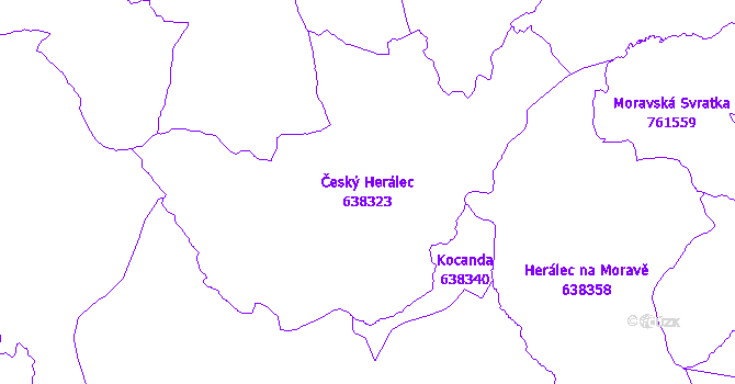 Katastrální mapa Český Herálec - přehledová mapa katastrálního území