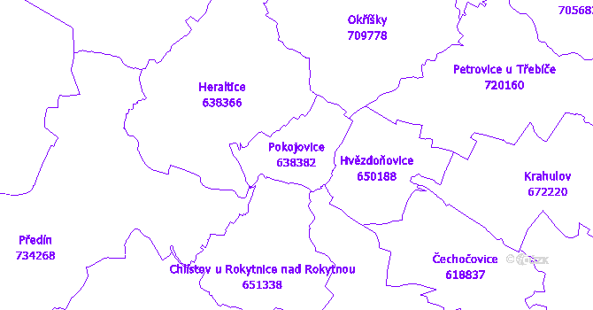 Katastrální mapa Pokojovice - přehledová mapa katastrálního území