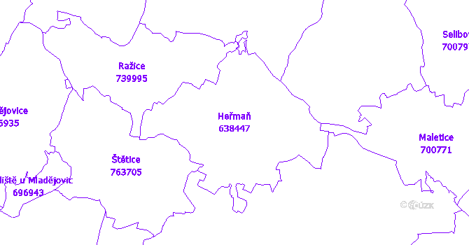 Katastrální mapa Heřmaň - přehledová mapa katastrálního území