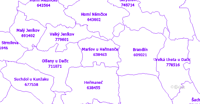 Katastrální mapa Maršov u Heřmanče