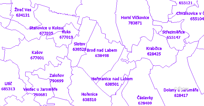 Katastrální mapa Brod nad Labem - přehledová mapa katastrálního území