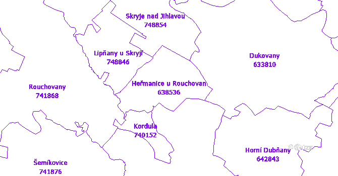 Katastrální mapa Heřmanice u Rouchovan - přehledová mapa katastrálního území