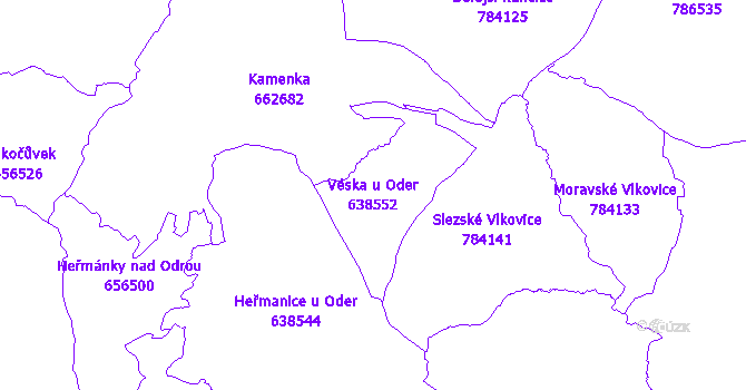 Katastrální mapa Véska u Oder - přehledová mapa katastrálního území