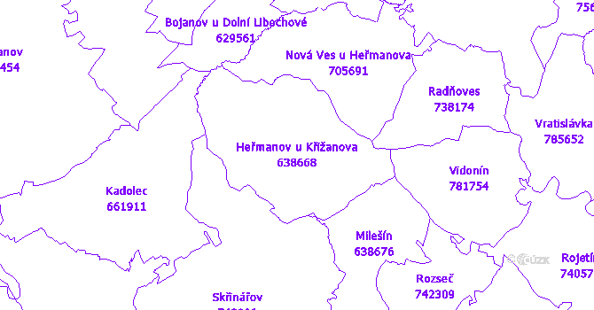 Katastrální mapa Heřmanov u Křižanova - přehledová mapa katastrálního území