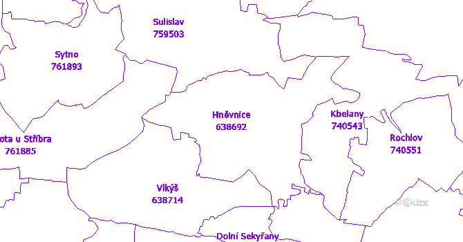 Katastrální mapa Hněvnice - přehledová mapa katastrálního území