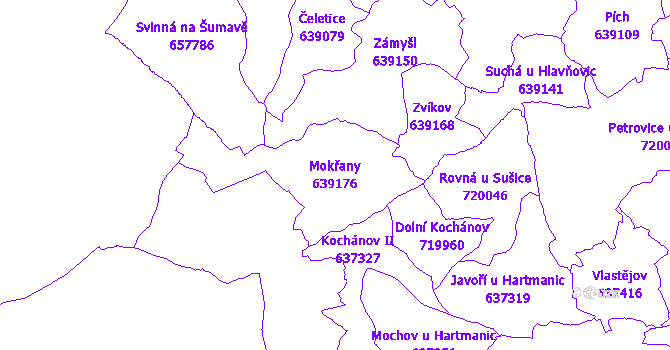 Katastrální mapa Mokřany