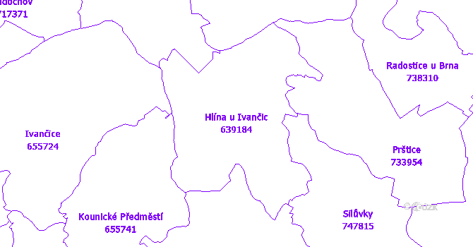 Katastrální mapa Hlína u Ivančic - přehledová mapa katastrálního území