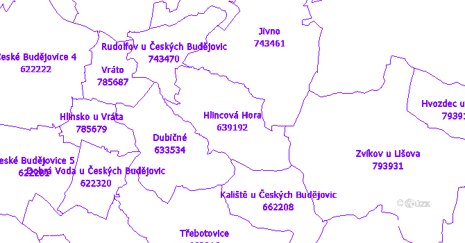 Katastrální mapa Hlincová Hora - přehledová mapa katastrálního území