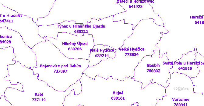 Katastrální mapa Malé Hydčice
