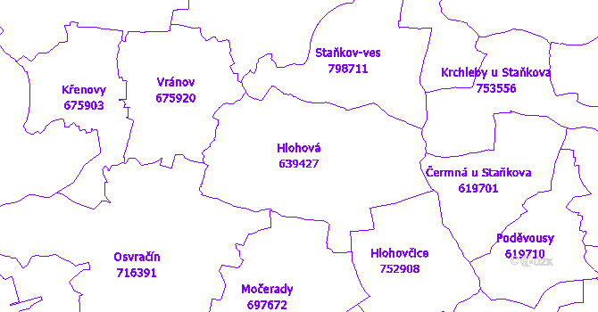 Katastrální mapa Hlohová - přehledová mapa katastrálního území