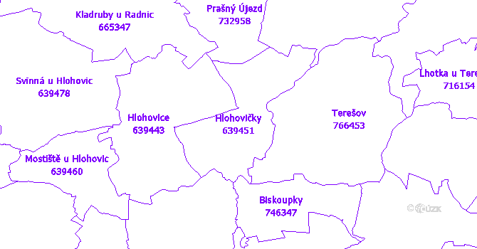 Katastrální mapa Hlohovičky - přehledová mapa katastrálního území