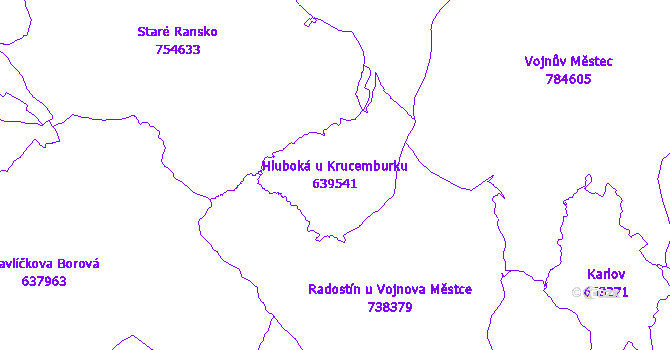 Katastrální mapa Hluboká u Krucemburku - přehledová mapa katastrálního území