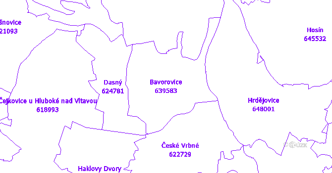 Katastrální mapa Bavorovice - přehledová mapa katastrálního území
