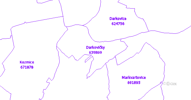 Katastrální mapa Darkovičky - přehledová mapa katastrálního území