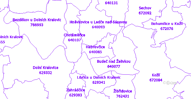 Katastrální mapa Habrovčice - přehledová mapa katastrálního území