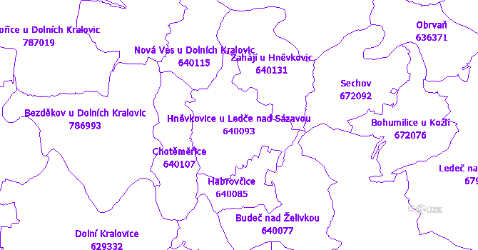 Katastrální mapa Hněvkovice u Ledče nad Sázavou