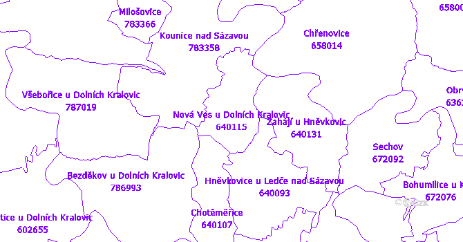 Katastrální mapa Nová Ves u Dolních Kralovic - přehledová mapa katastrálního území