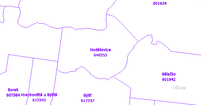 Katastrální mapa Hoděšovice