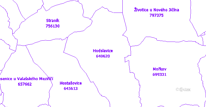 Katastrální mapa Hodslavice - přehledová mapa katastrálního území