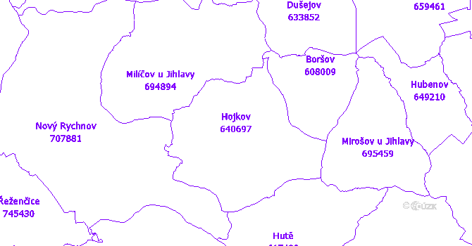 Katastrální mapa Hojkov - přehledová mapa katastrálního území