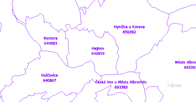 Katastrální mapa Hejnov - přehledová mapa katastrálního území