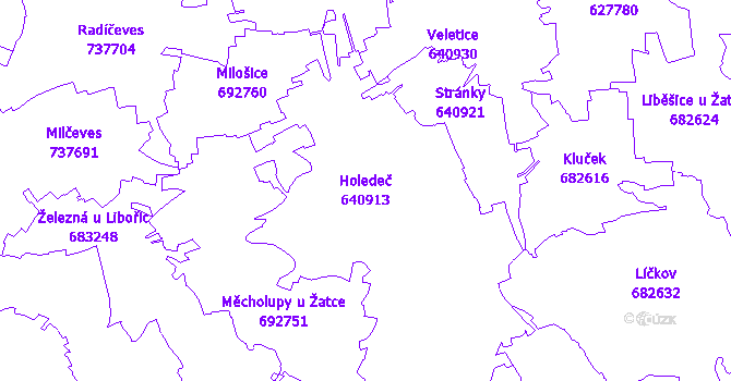 Katastrální mapa Holedeč