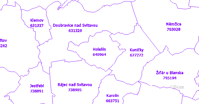 Katastrální mapa Holešín - přehledová mapa katastrálního území