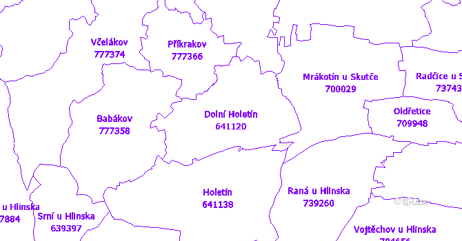 Katastrální mapa Dolní Holetín - přehledová mapa katastrálního území