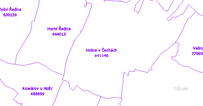 Katastrální mapa Holice v Čechách - přehledová mapa katastrálního území