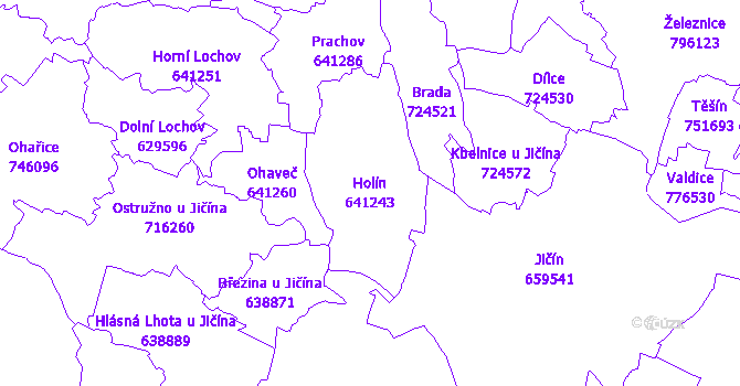 Katastrální mapa Holín - přehledová mapa katastrálního území