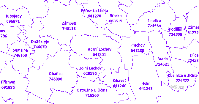 Katastrální mapa Horní Lochov - přehledová mapa katastrálního území