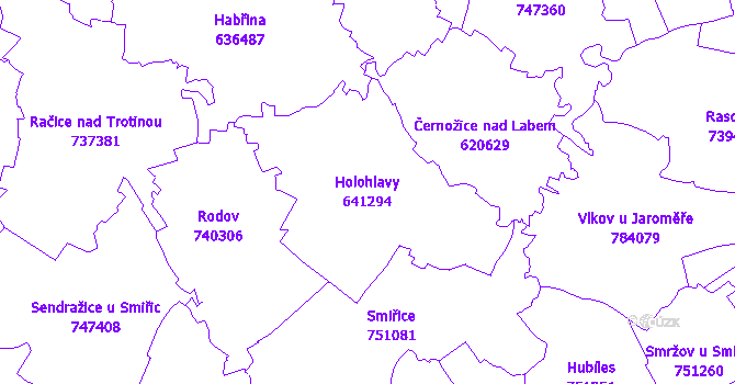 Katastrální mapa Holohlavy - přehledová mapa katastrálního území