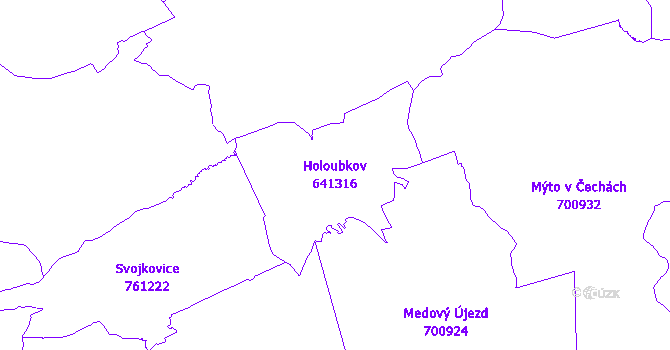 Katastrální mapa Holoubkov - přehledová mapa katastrálního území