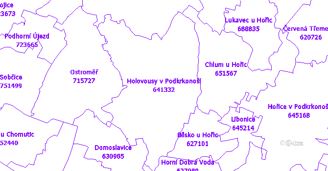 Katastrální mapa Holovousy v Podkrkonoší - přehledová mapa katastrálního území