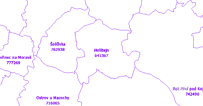 Katastrální mapa Holštejn - přehledová mapa katastrálního území